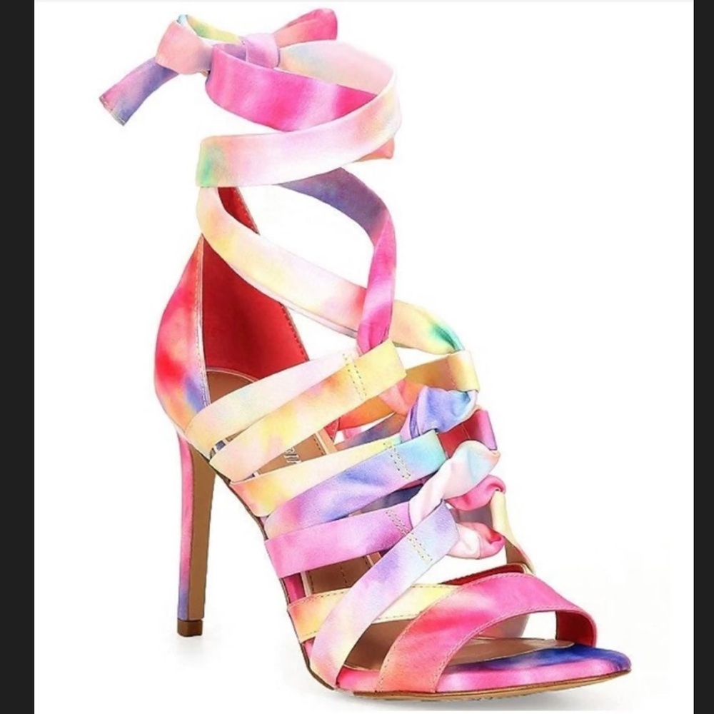 NWT Gianni Bini abrianna tie dye lace up Multicolor Strappy Heels size 6